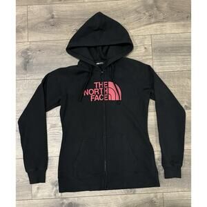 The North Face Black & Red Logo Graphic Zip-Up Hooded Sweatshirt Small